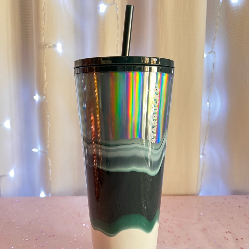 Starbucks Iridescent Forest Green Emerald Wave Tumbler